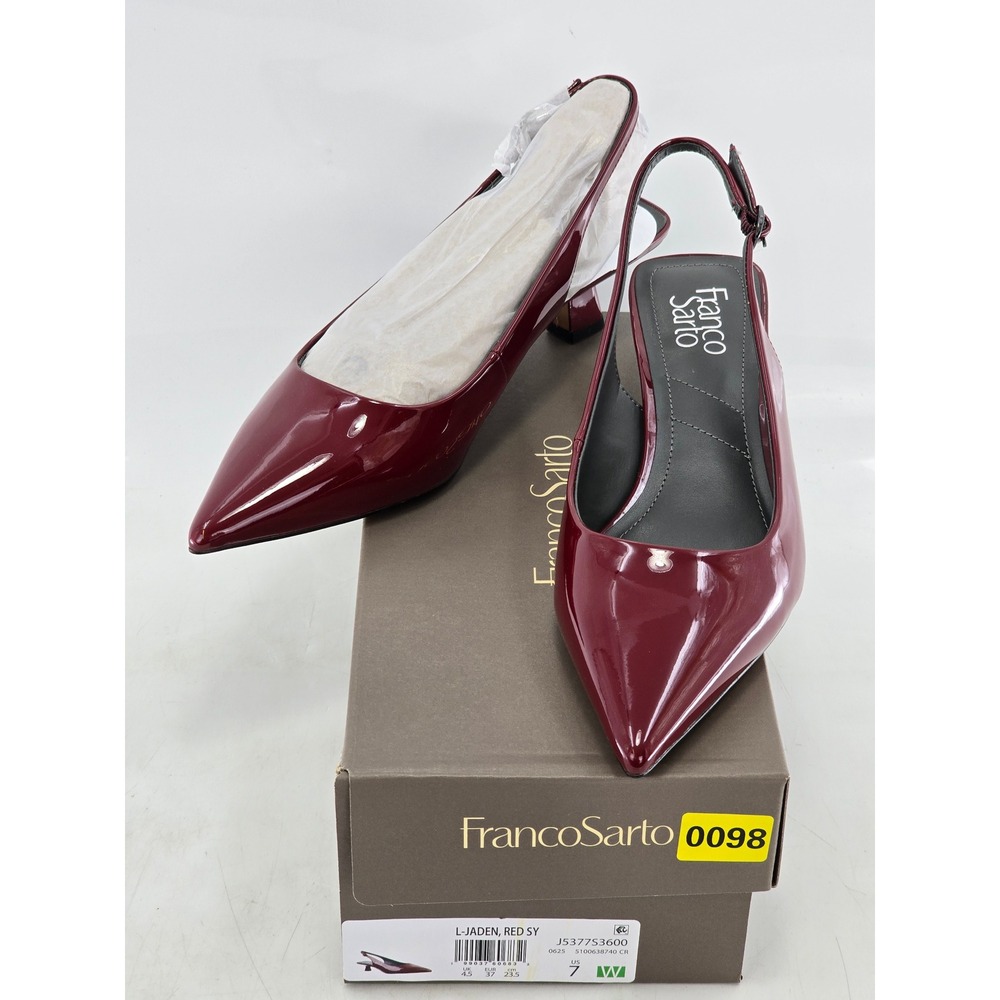 Franco Sarto Jaden Slingback Pumps Womens 7W Red Patent Pointed Toe - New